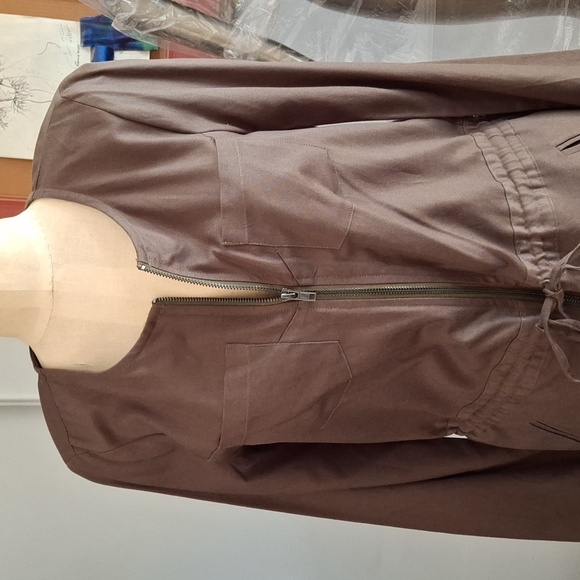 Olive green cotton flight jumpsuit - Picture 2 of 5